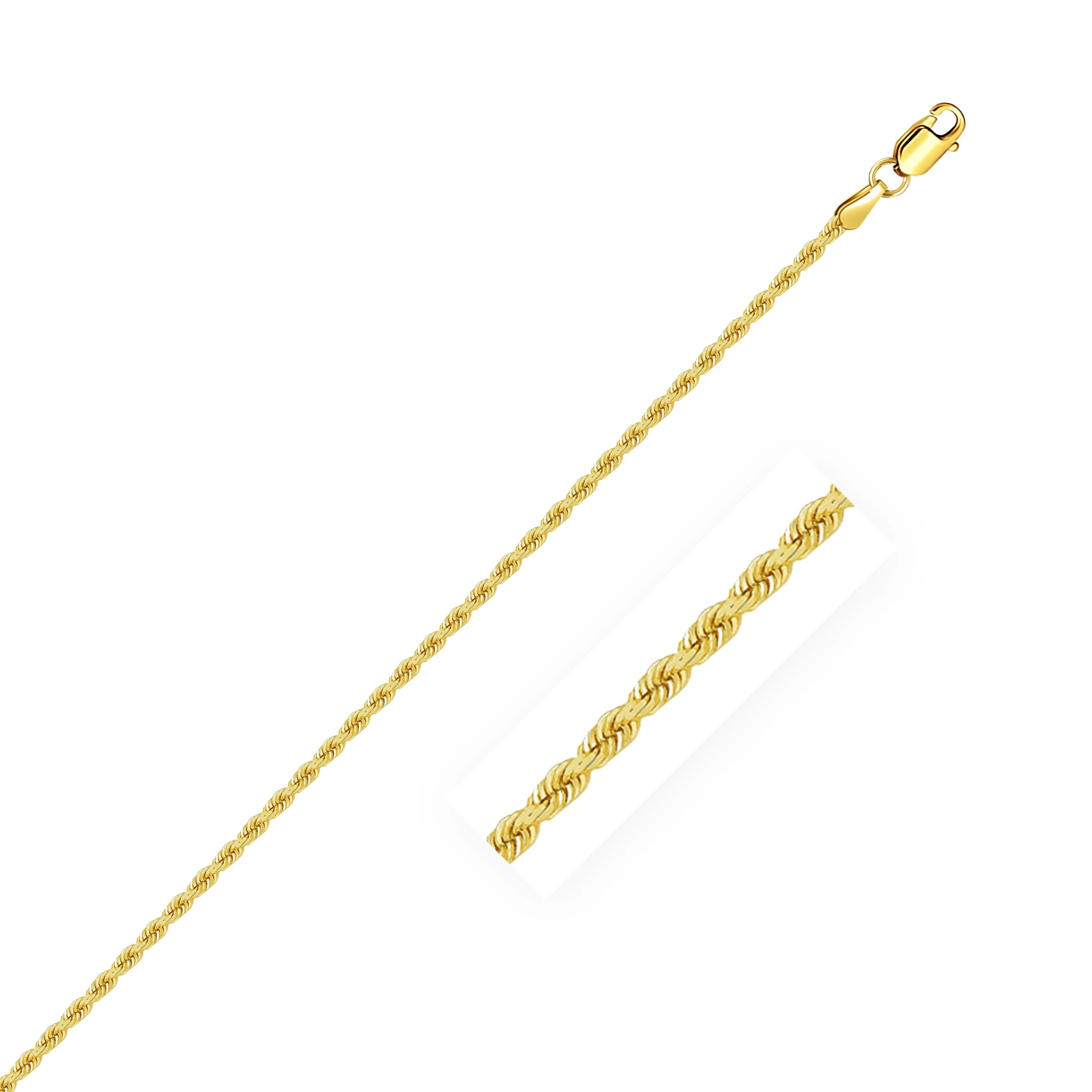 2.0mm 14k Yellow Gold Solid Rope Chain 24 in