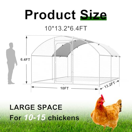 Large Metal Chicken Coop Walk-in Poultry Cage with Waterproof and UV-Resistant Cover, Outdoor Chicken Run Poultry Hen House for Backyard Farm Use