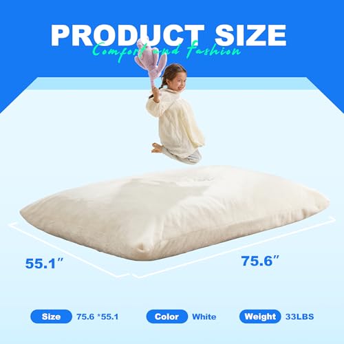 Hobestluk 3 in 1 Bean Bag Chair Giant Bean Bag Chairs Convertible Bean Bag Floor Cushion with Machine Washable Cover