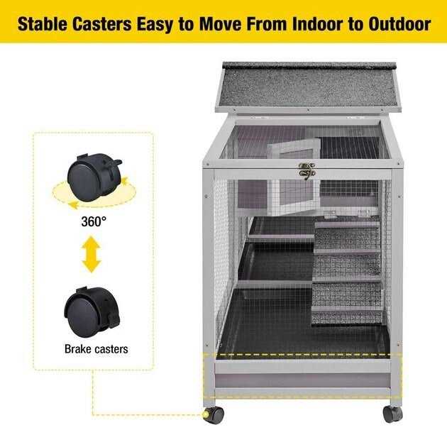 Aivituvin Indoor Rabbit House Easy Moving Large Bunny Hutch AIR65