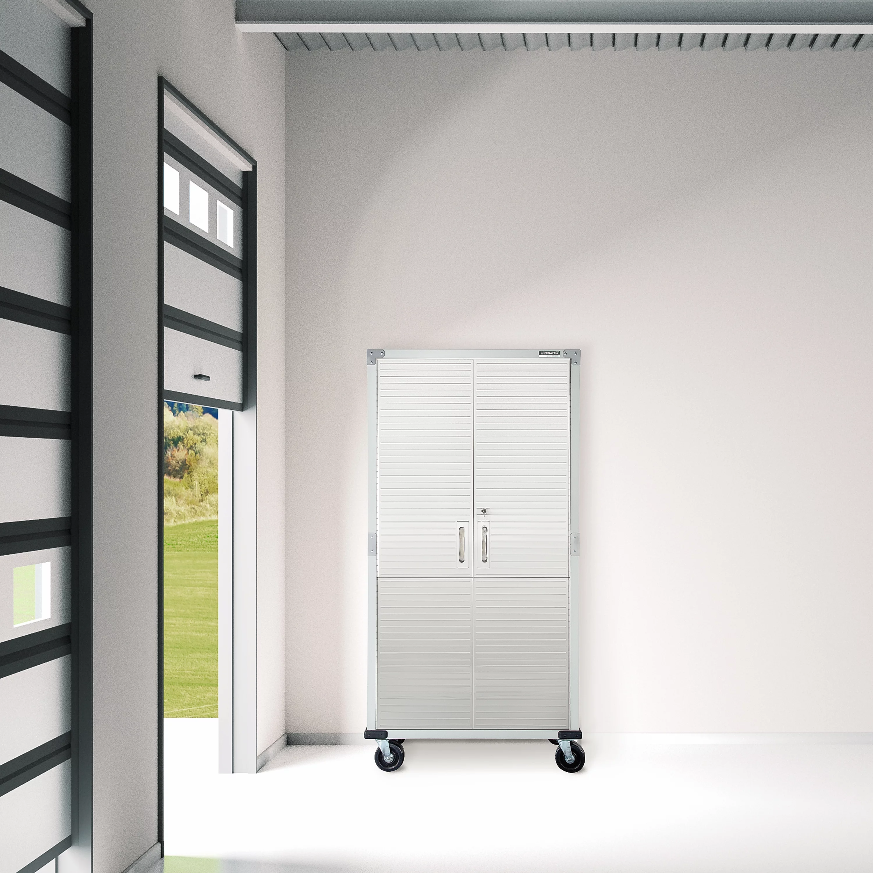 Seville Classics UltraHD Steel Body Lockable Storage Filing Cabinet Organizer Locker Shelving Unit 36" W x 18" D x 72" H, Granite Gray