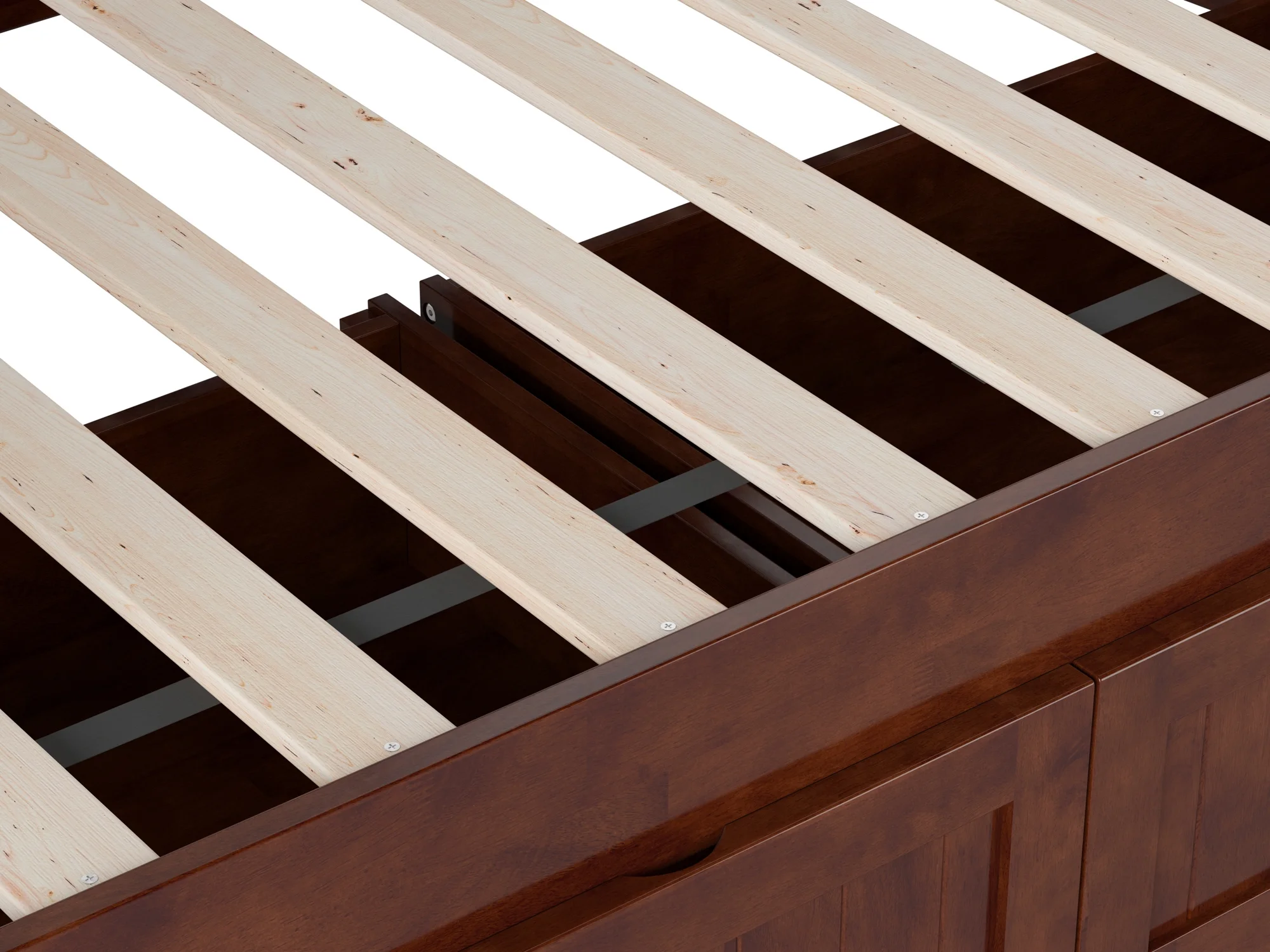 AFI Nantucket Wood Twin Size Daybed Frame with 2 Storage Drawers Walnut