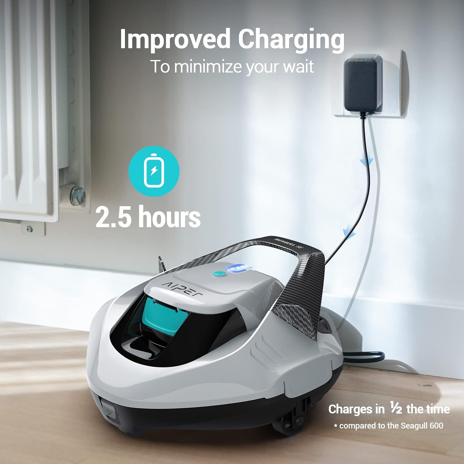 (2023 New) AIPER Seagull SE Cordless Robotic Pool Cleaner, Pool Vacuum Lasts 90 Mins, LED Indicator, Self-Parking