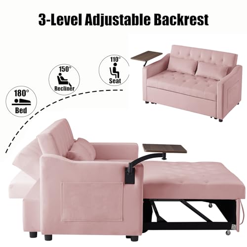 68.11" Corduroy Sleeper Chair Bed with USB Port, Cup Holders & Side Storage Pockets – 3-in-1 Foldable Sofa Bed for Guest Room, Living Room – White