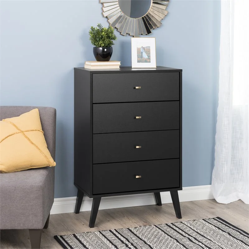 Home Square 4-Piece Set with 2 Nightstands Double Dresser and 4-Drawer Chest