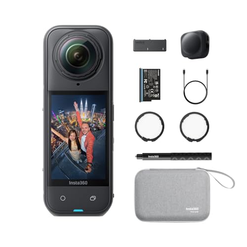 Insta360 X5 Motorcycle Bundle - Waterproof 8K 360° Action Camera, Rugged & Replaceable Lens, 3-Hour Battery, Clear Audio, Stabilization