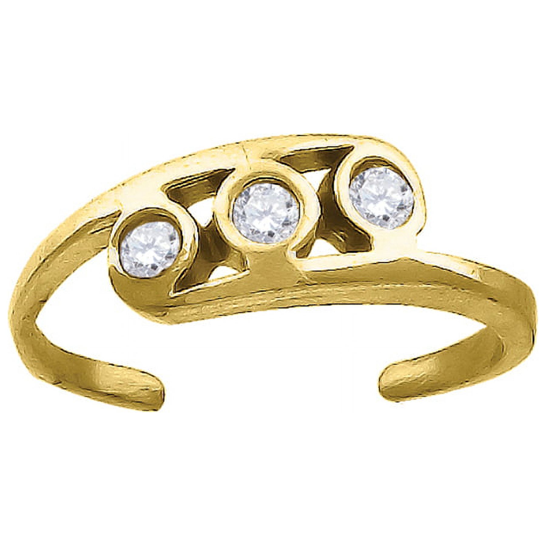 10k Yellow Gold Womens CZ Cubic Zirconia Simulated Diamond Three Bezel Set Ring Jewelry Gifts for Women