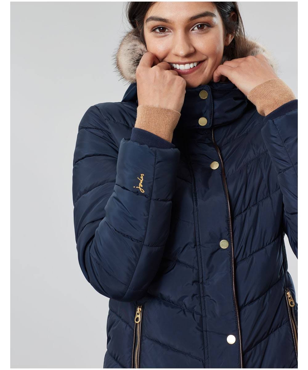 Joules Cherington Chevron Quilted Longline Padded Coat