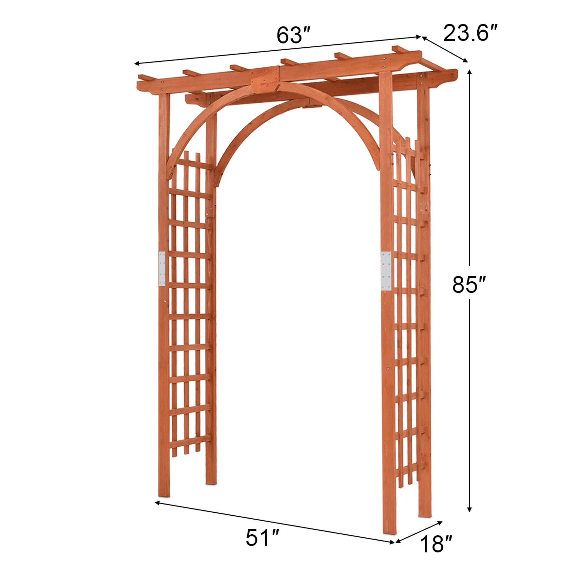 Costway Premium Outdoor Wooden Cedar Arbor Arch Pergola Trellis Wood Garden Yard Lattice
