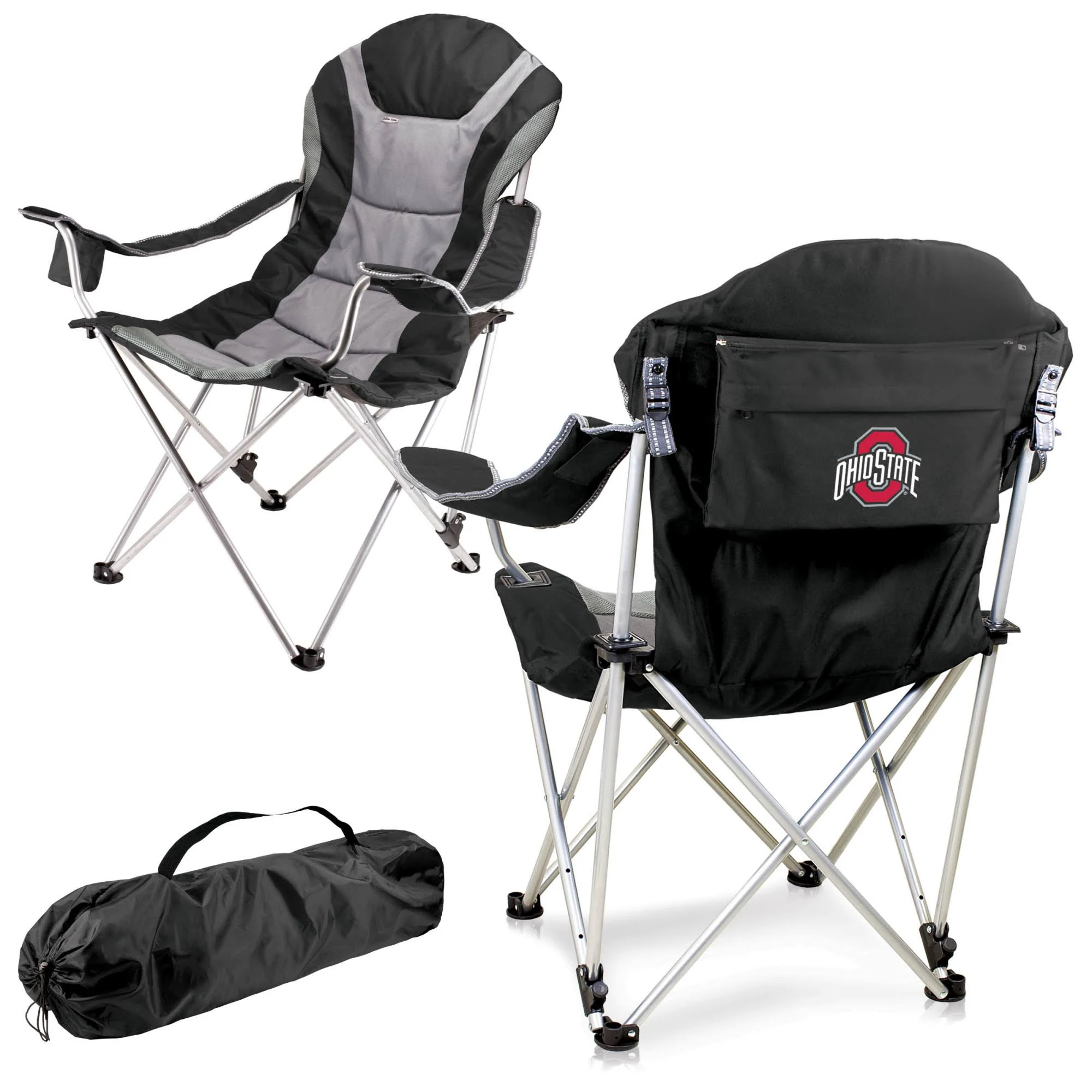 Black Ohio State Buckeyes Reclining Camp Chair
