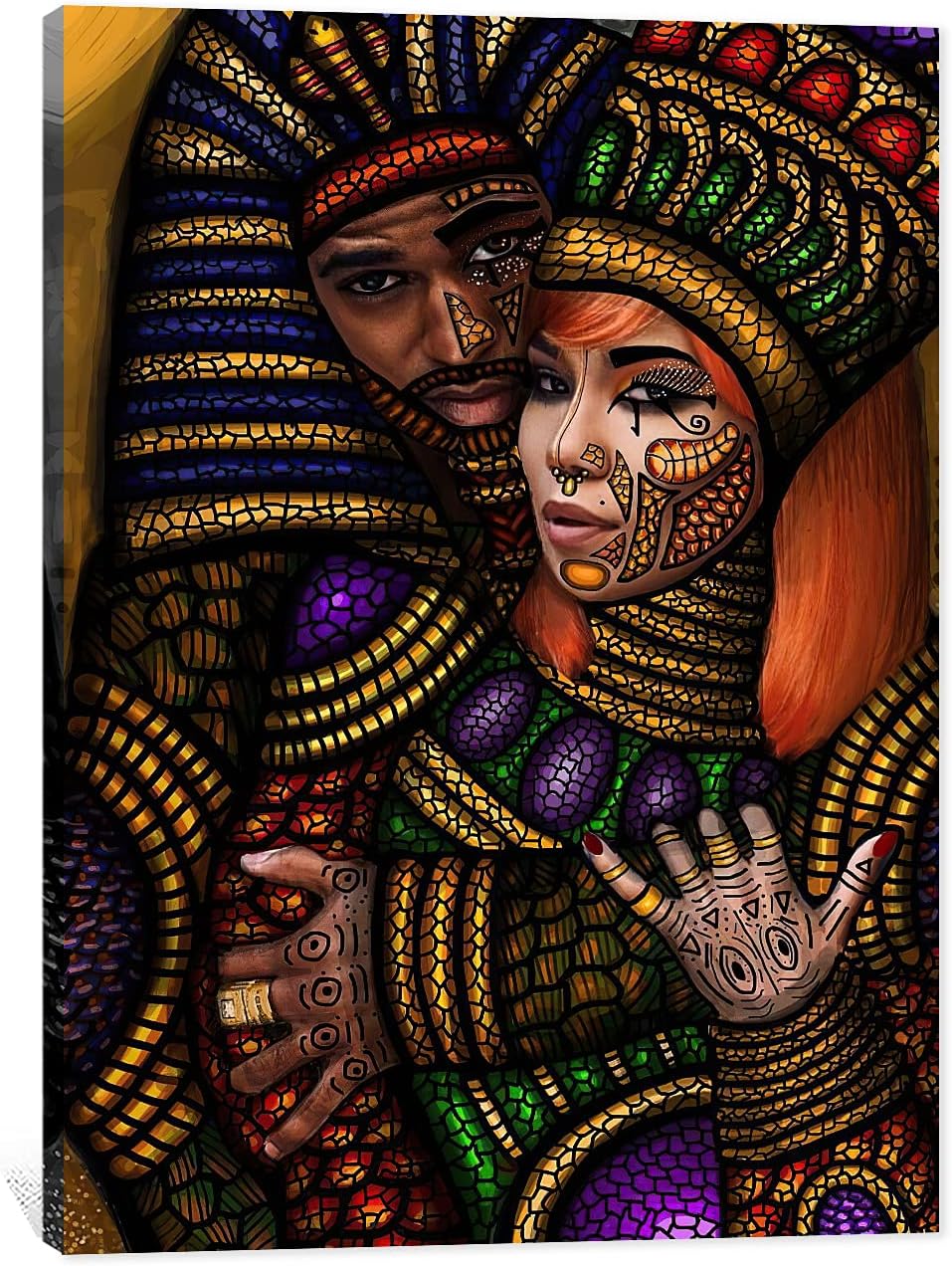 African American Wall Art, Black King and Queen Wall Art, Black Art Wall Art Decor, Black Couple Picture for Living Room Decor