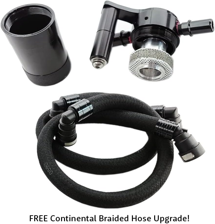 UPR Genuine 2011-2022 2.7 3.5 5.0 6.2 F150 Ecoboost Oil Catch Can Kit - Black - Aluminum Fittings - Continental Insta-Grip Braided Hoses