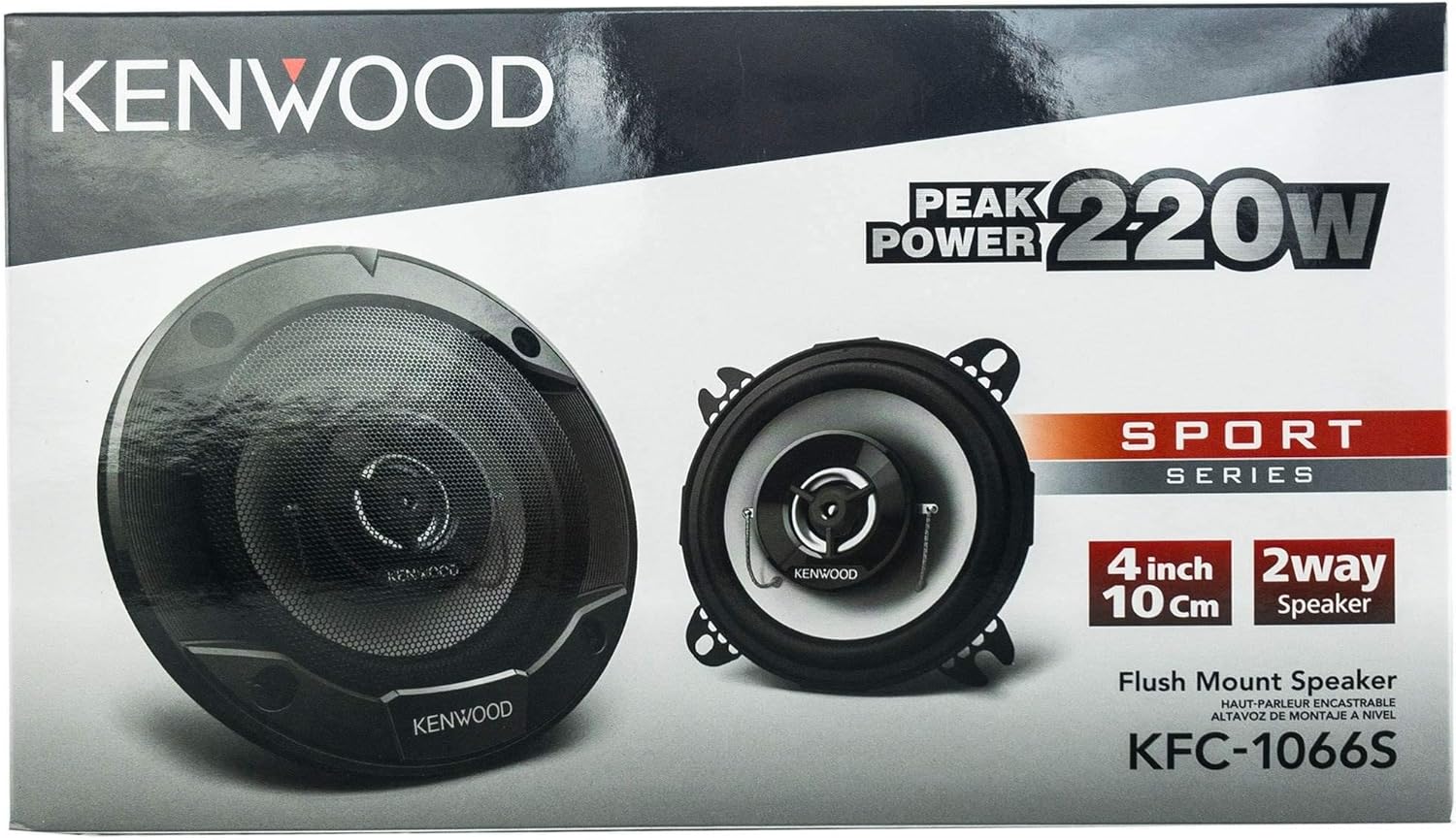 Kenwood KFC-1066S 220 Watt 4-Inch Coaxial 2 Way Stereo Car Audio Speaker (1 Set) Pack of 2