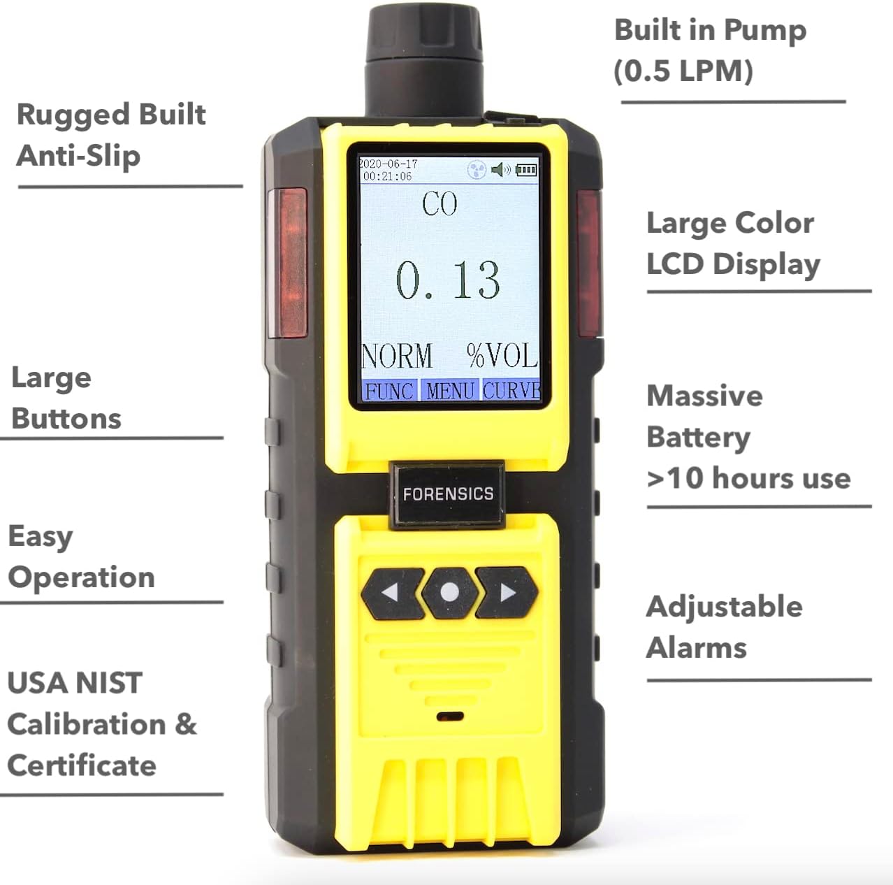 Exhaust Gas Analyzer Carbon Monoxide by Forensics Detectors | Motorcycle, Forklift, Automotive