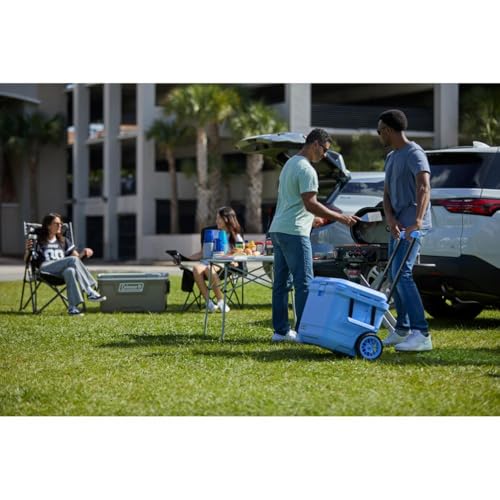 Coleman Pro 55qt Wheeled Ultra-Light Premium Hard Cooler, Extra-Thick Insulation Keeps Ice up to 5 Days, 92-Can Capacity, Heavy-Duty Wheels
