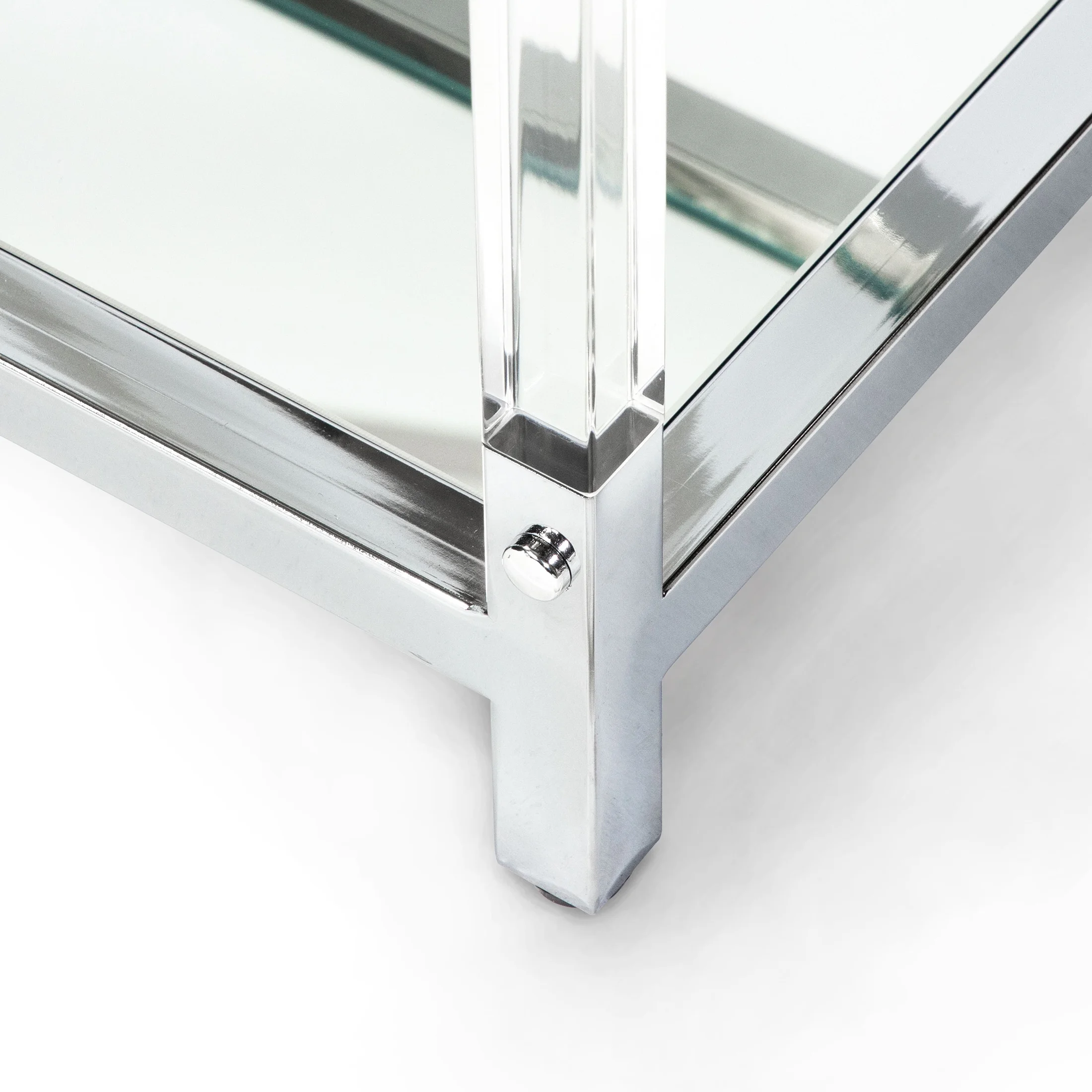 Furniture of America Ajani Glass Top Console Table, Chrome