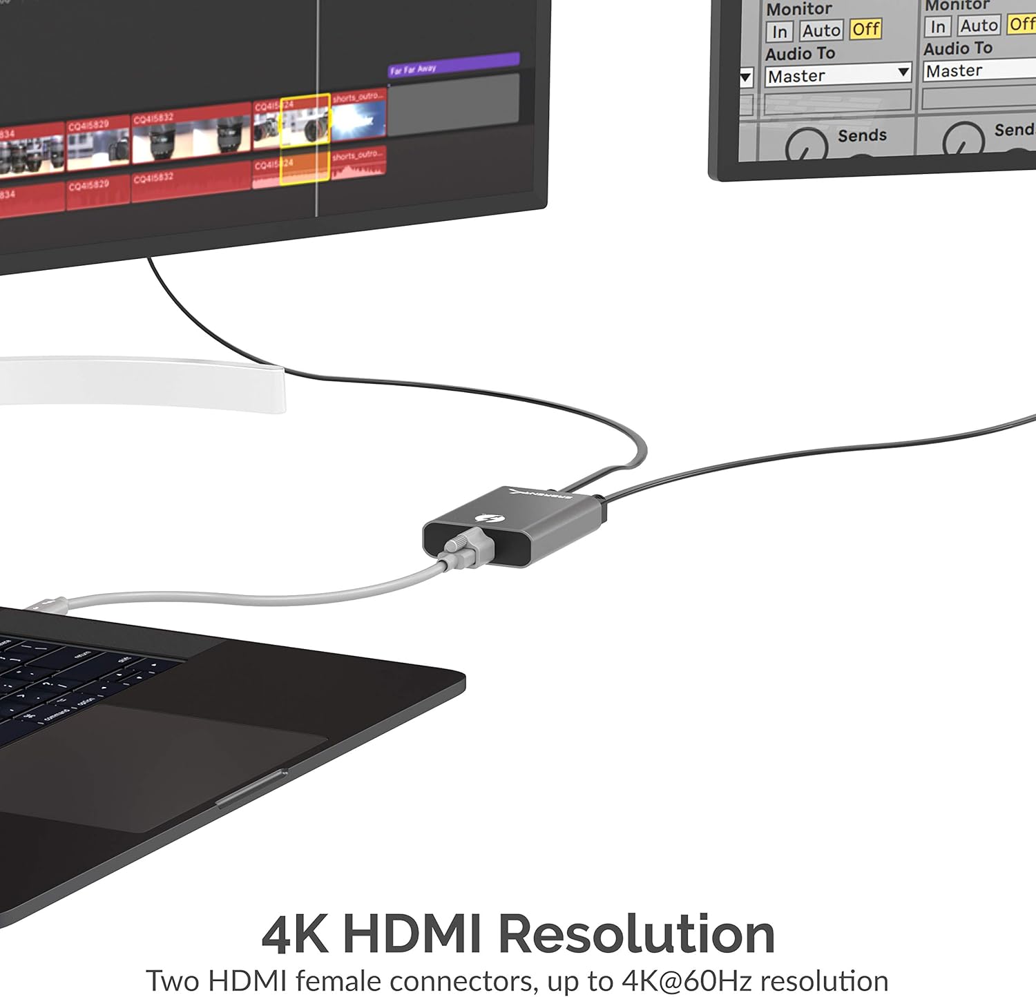 Sabrent Thunderbolt 3 to Dual HDMI 2.0 Display Adapter for Windows or Mac | up to 4K Resolution at 60Hz | Detachable Cable with Screw-in Lock