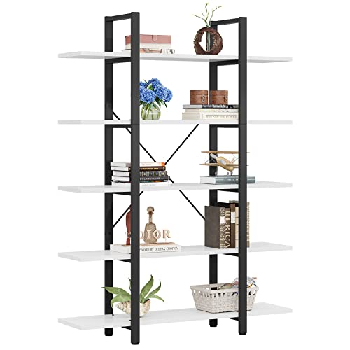 Tribesigns 5-Tier Bookshelf, Vintage Industrial Style Bookcase 72 H x 12 W x 47L Inches, Black