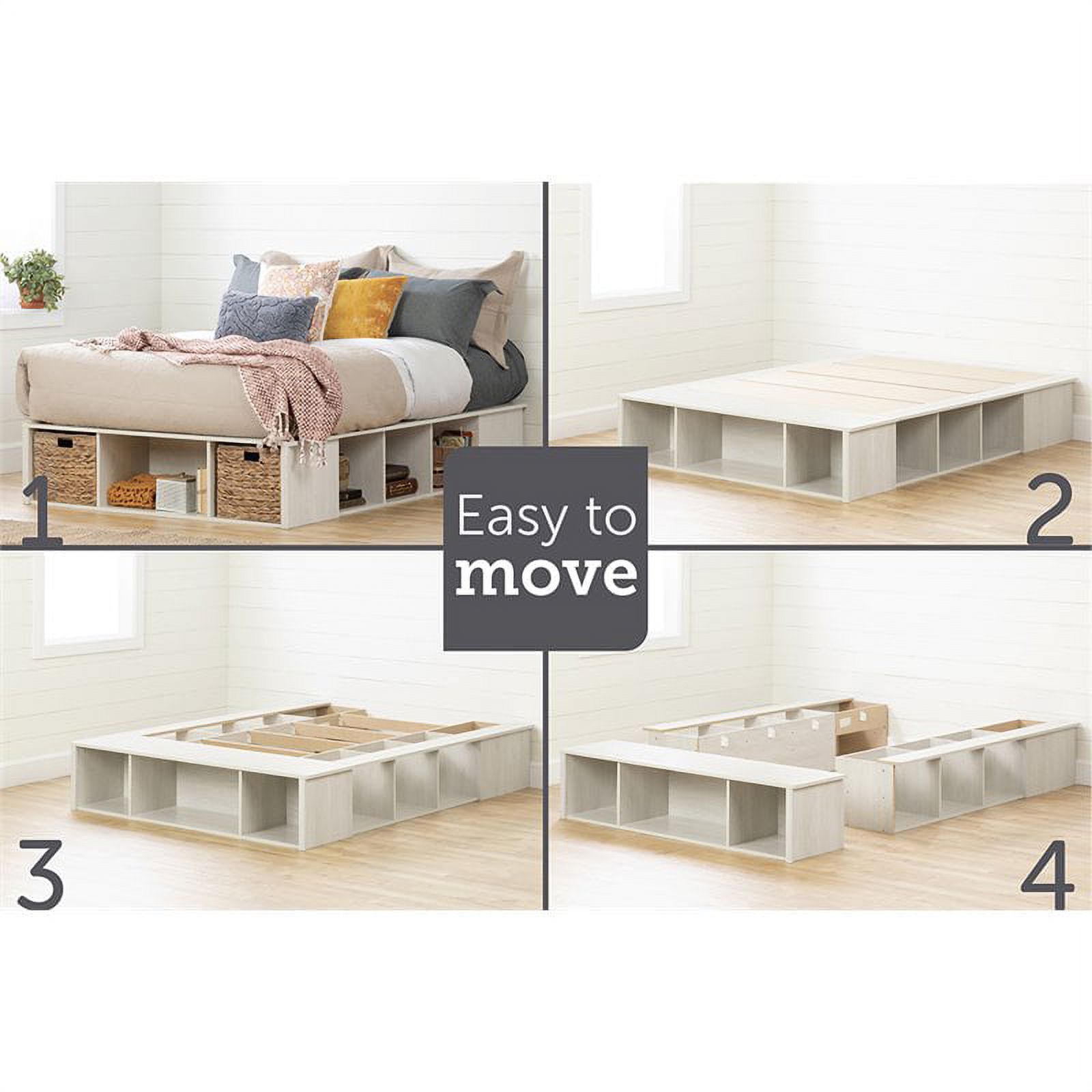 Bowery Hill Modern Wood/Rattan Full Storage Platform Bed in Winter Oak
