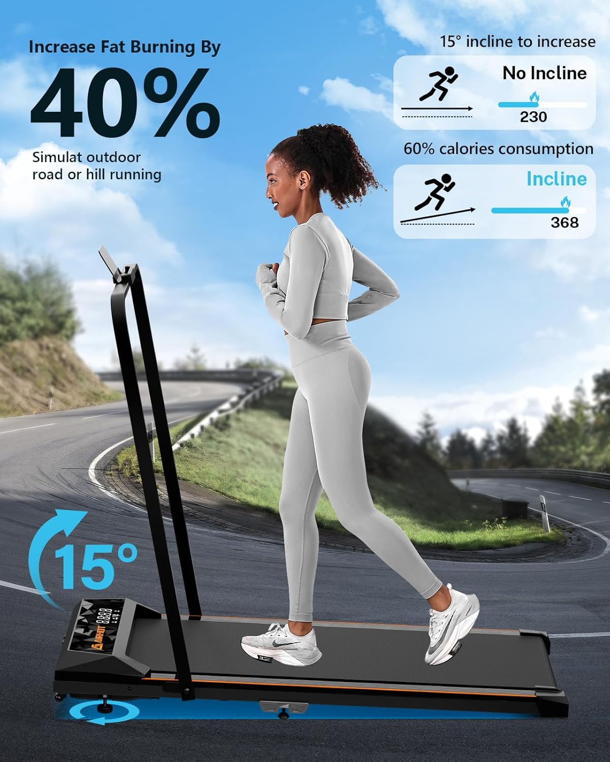 Walking Pad Treadmill with Incline, Under Desk Treadmill for Home Office, 4 in 1 Portable Folding Treadmills