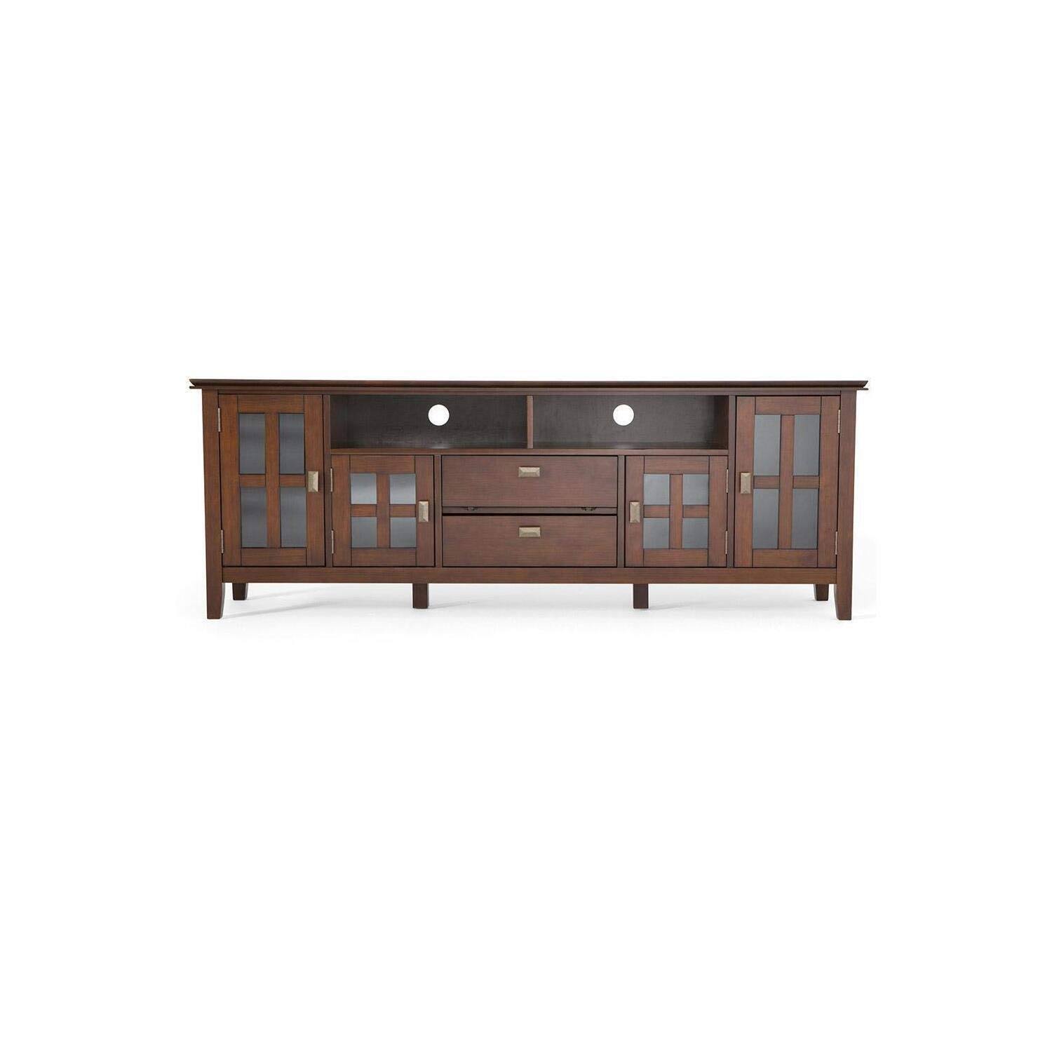 Simpli Home Artisan Contemporary Solid Wood 72x22 TV Media Stand in Russet Brown