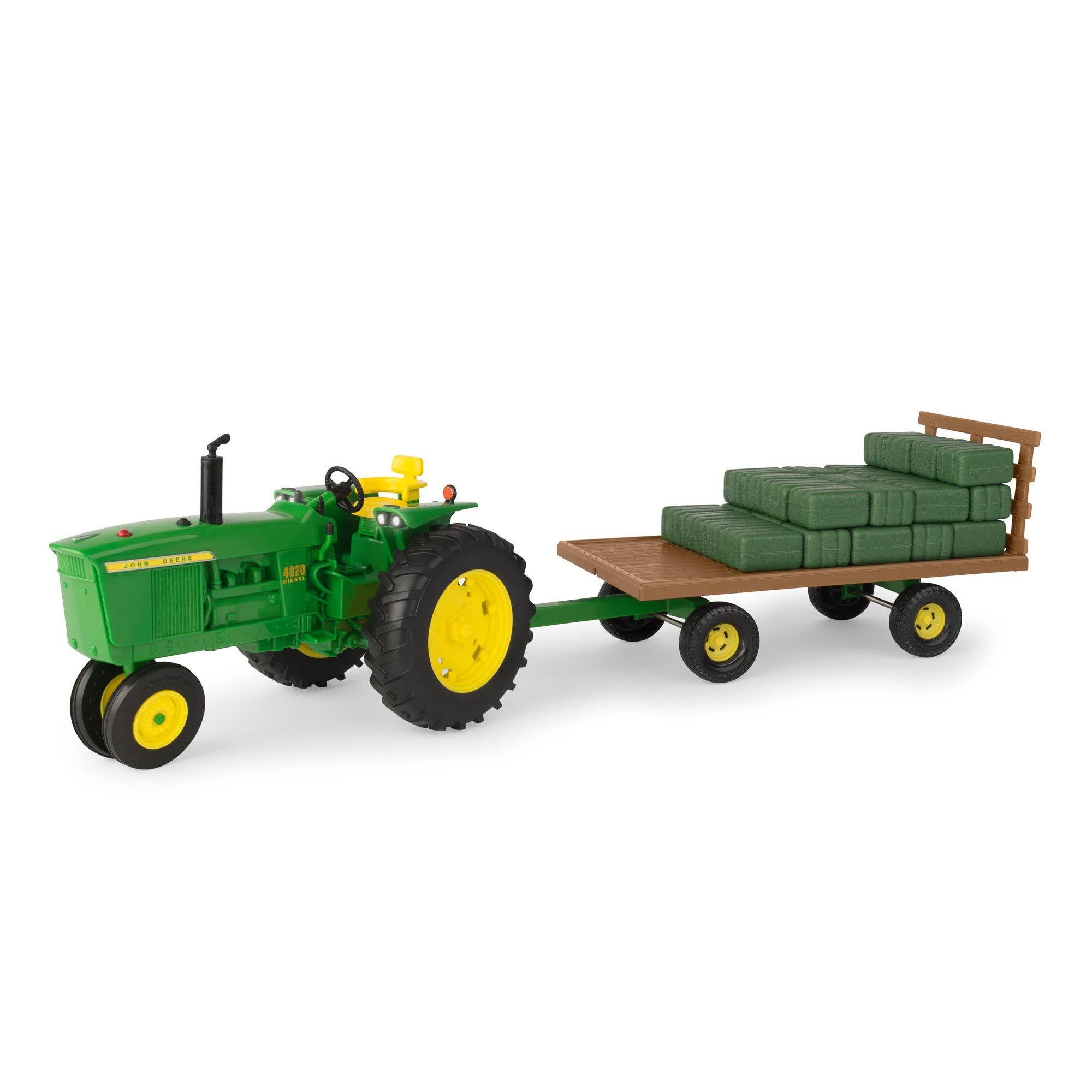 John Deere 1:16 Big Farm 4020 Tractor with Hay Wagon &amp; Bales - Megean