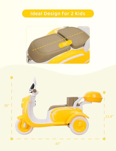 Kids Electric Motorcycle,3 Wheel Bike, Electric Scooter for 3 Year Old,3-Wheel 12V Ride On Scooter for Kids with Storage Compartments