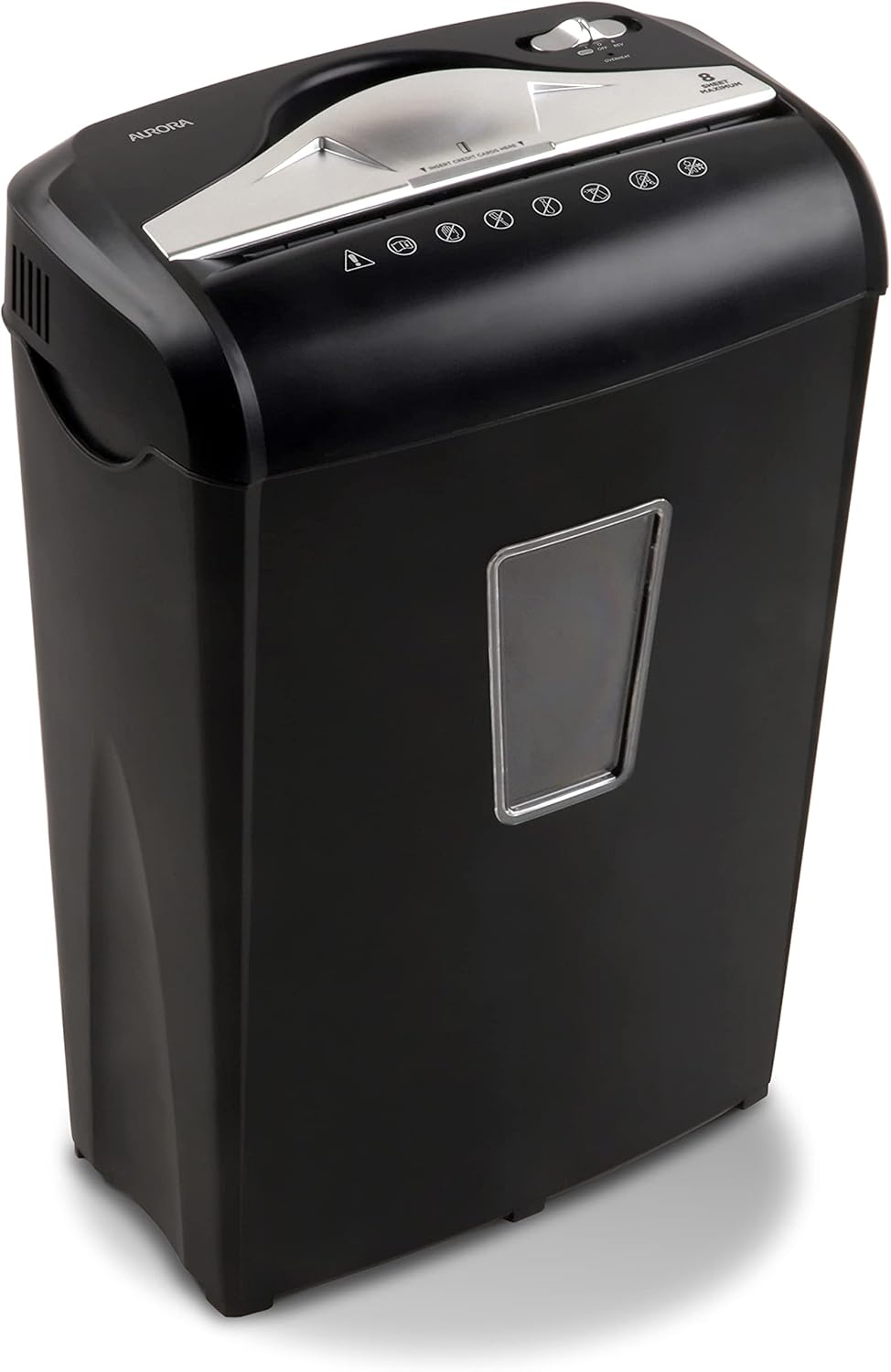 Aurora High-Security 8-Sheet Micro-Cut Paper Credit Card Shredder Black Pack of 2