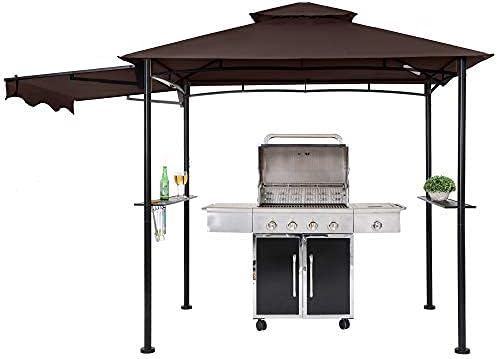 FAB BASED 8x5 Grill Gazebo, Outdoor BBQ Grill Patio Canopy, Barbeque Gazebo Canopy with Extra Shadow & 2 LED Lights