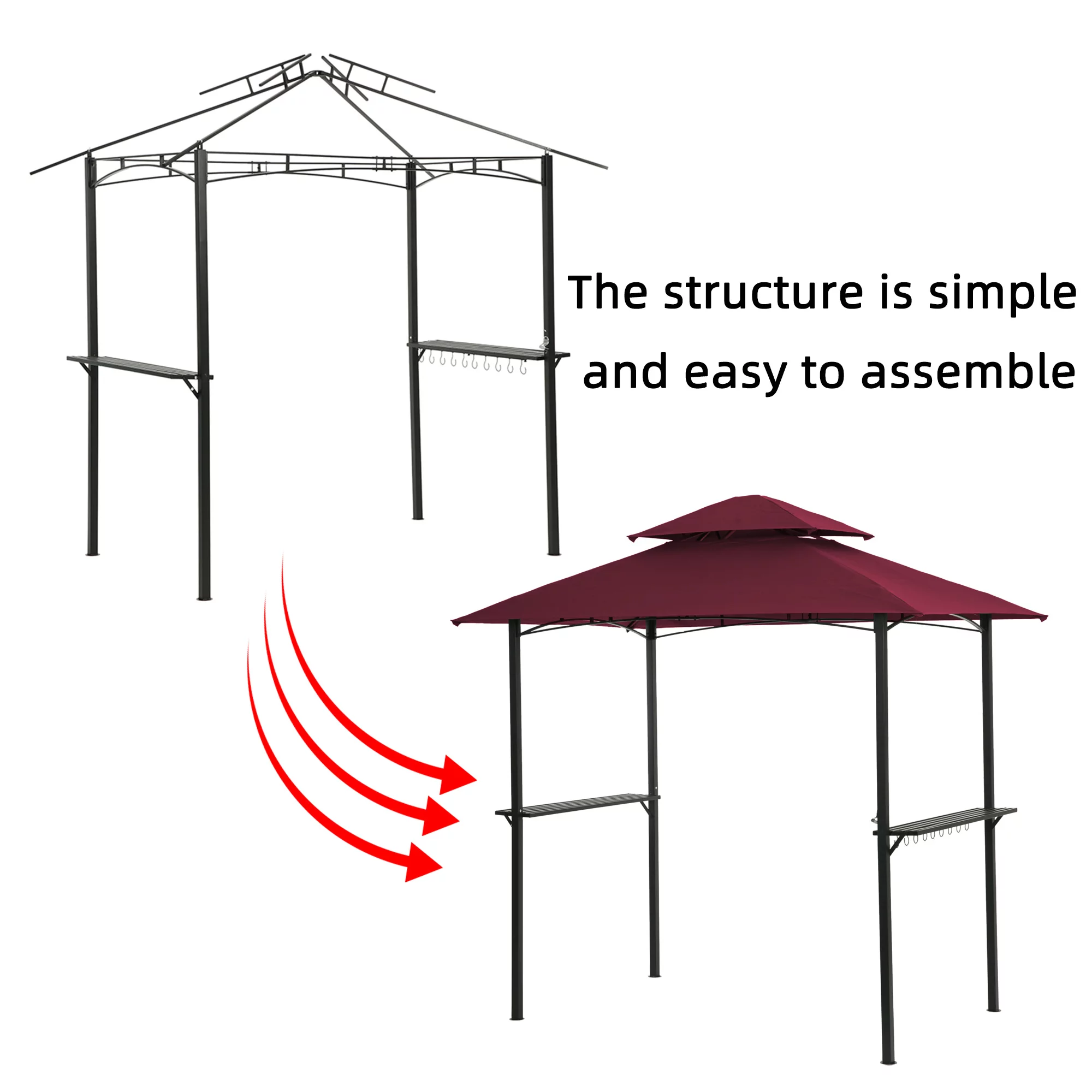 Grill Gazebo in Burgundy - 1 Grill Gazebo - 48.51 - Elevate your outdoor cooking in style!