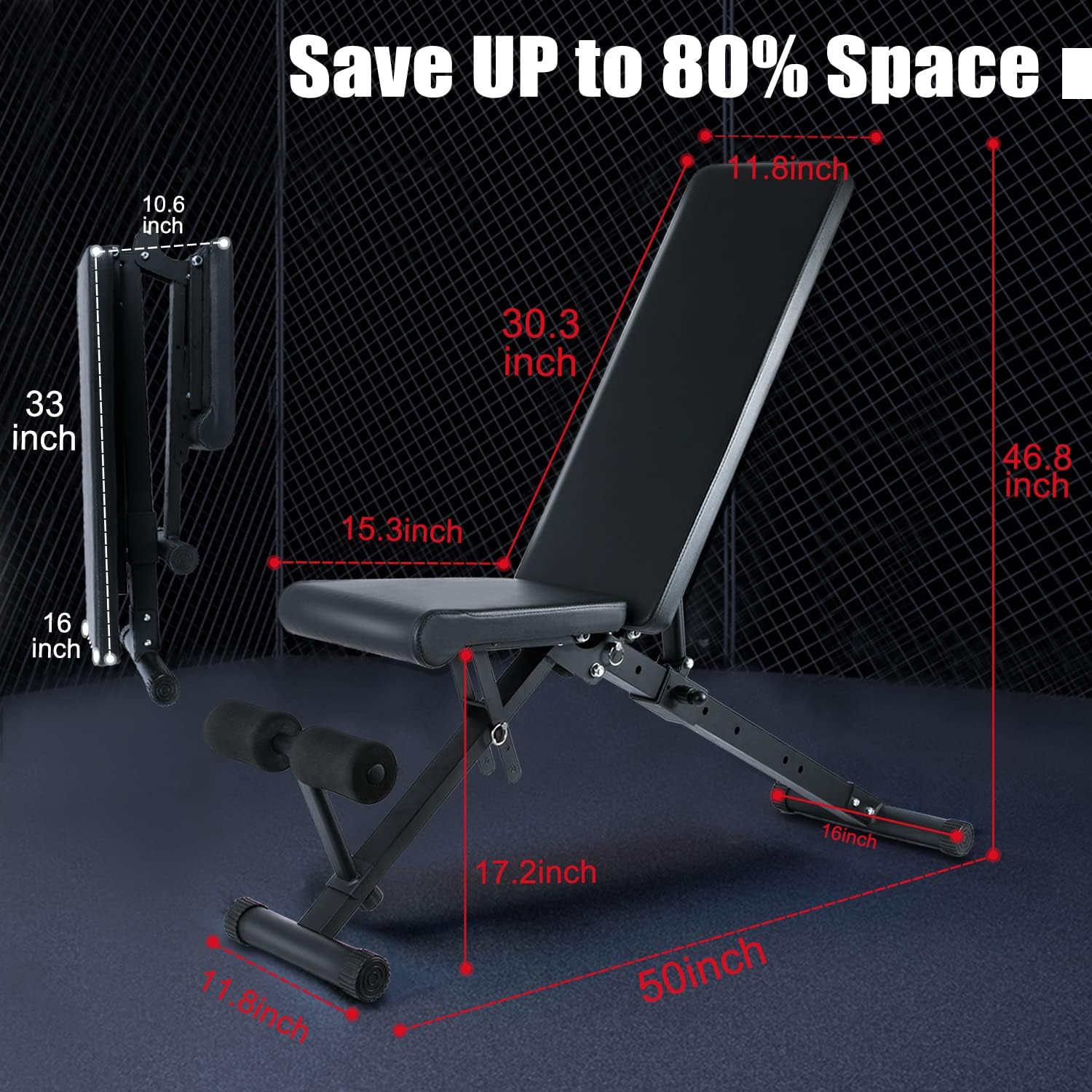 Adjustable Weight Bench,5Billion Fitness Foldable Workout Bench for Home Gym,Adjustable Incline Bench for Sit Up Full Body Workout Strength Training