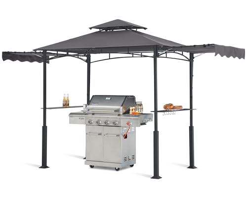 ABCCANOPY 8x5 Grill Gazebo - Outdoor BBQ Canopy Shelter with Led Light for Patio Backyard Grilling (Dark Gray)