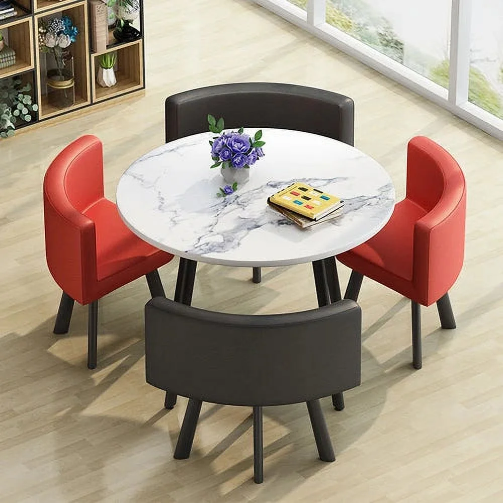 Dining Table Set 4 Chairs Office Reception Seat Suits Negotiation Table Casual Visitor Round Table Visitor Office Desk Chair Set
