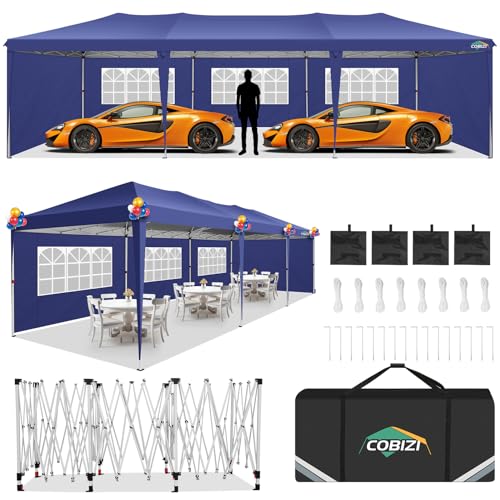 COBIZI 10x10 Pop up Canopy Tent Protable Canopy Tent with 4 Sidewalls Waterproof Commercial Instant Shelter for Parties, Wedding