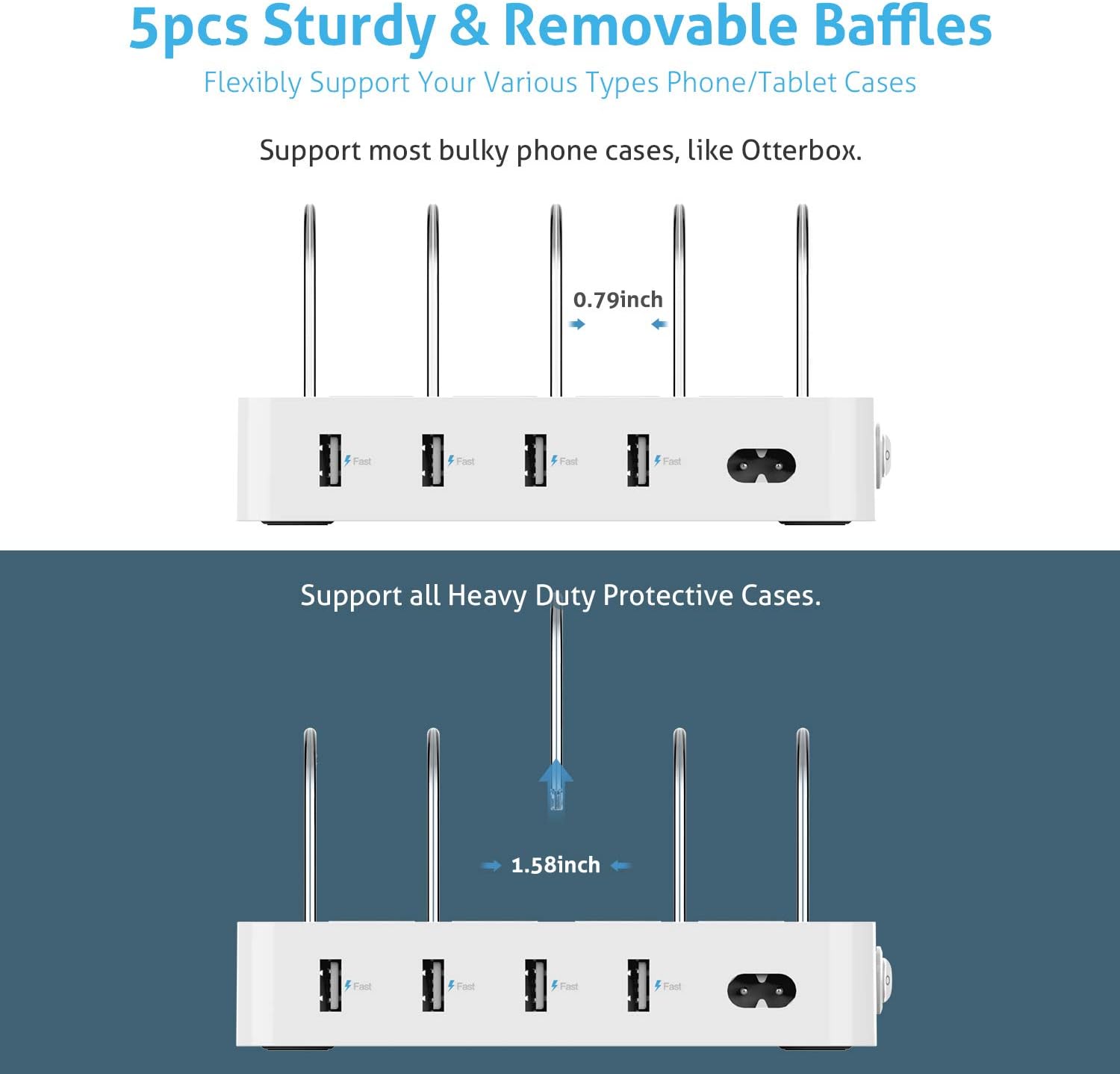 SooPii Charging Station for Multiple Devices, 4-Port Charger Station with 6 Mixed Charging Cables Included,for Phones, Tablets