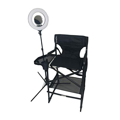Portable Heavy-Duty Makeup Artist Chair with Umbrella Light Kit - Perfect for Makeup, Salon, Events with 29 Inch Seat Height - Carry Bag Included