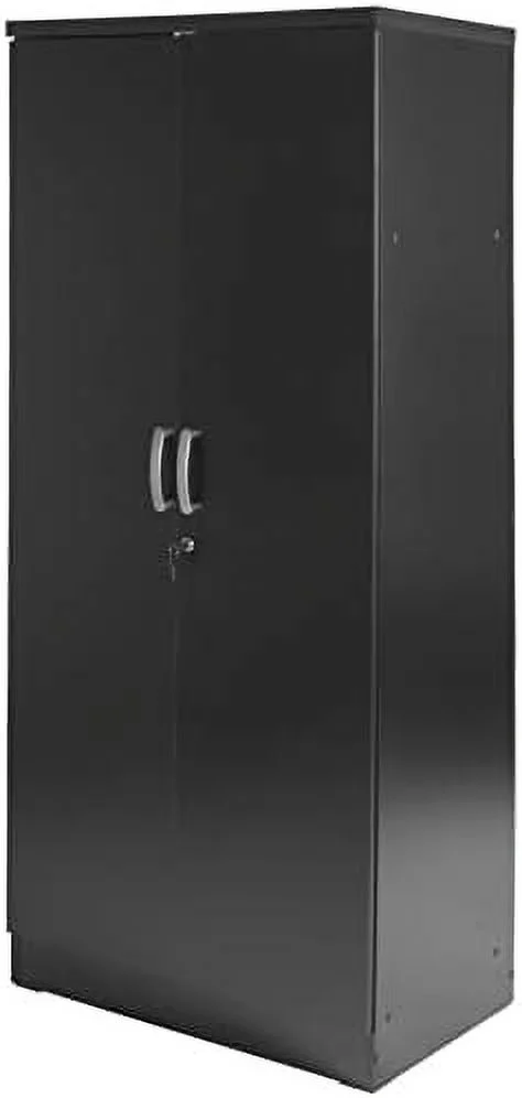 Modern Wood Two Door Armoire Wardrobe Cabinet In Black