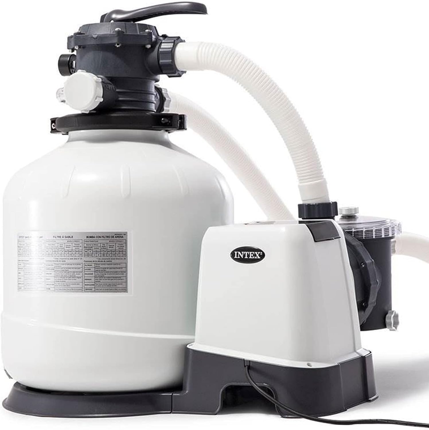 Intex 3000 GPH Sand Filter Pump with Built-In Timer and Krystal Clear Saltwater System Maintenance Set for Above Ground Outdoor Swimming Pools