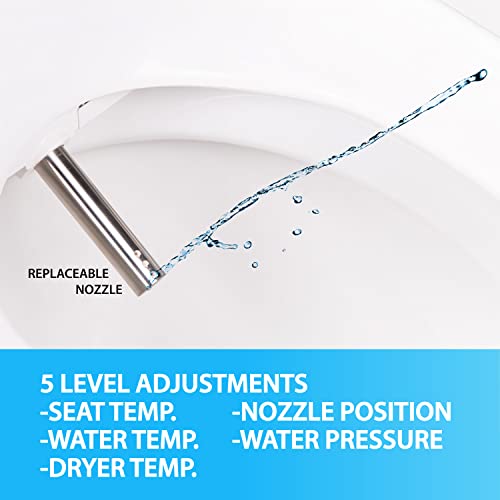 Lotus Smart Bidet ATS-850 Remote Heated Slim Seat, Night Light, Temperature Controlled Wash, Advance Self-Cleaning Stainless Nozzle, Warm Air Dryer