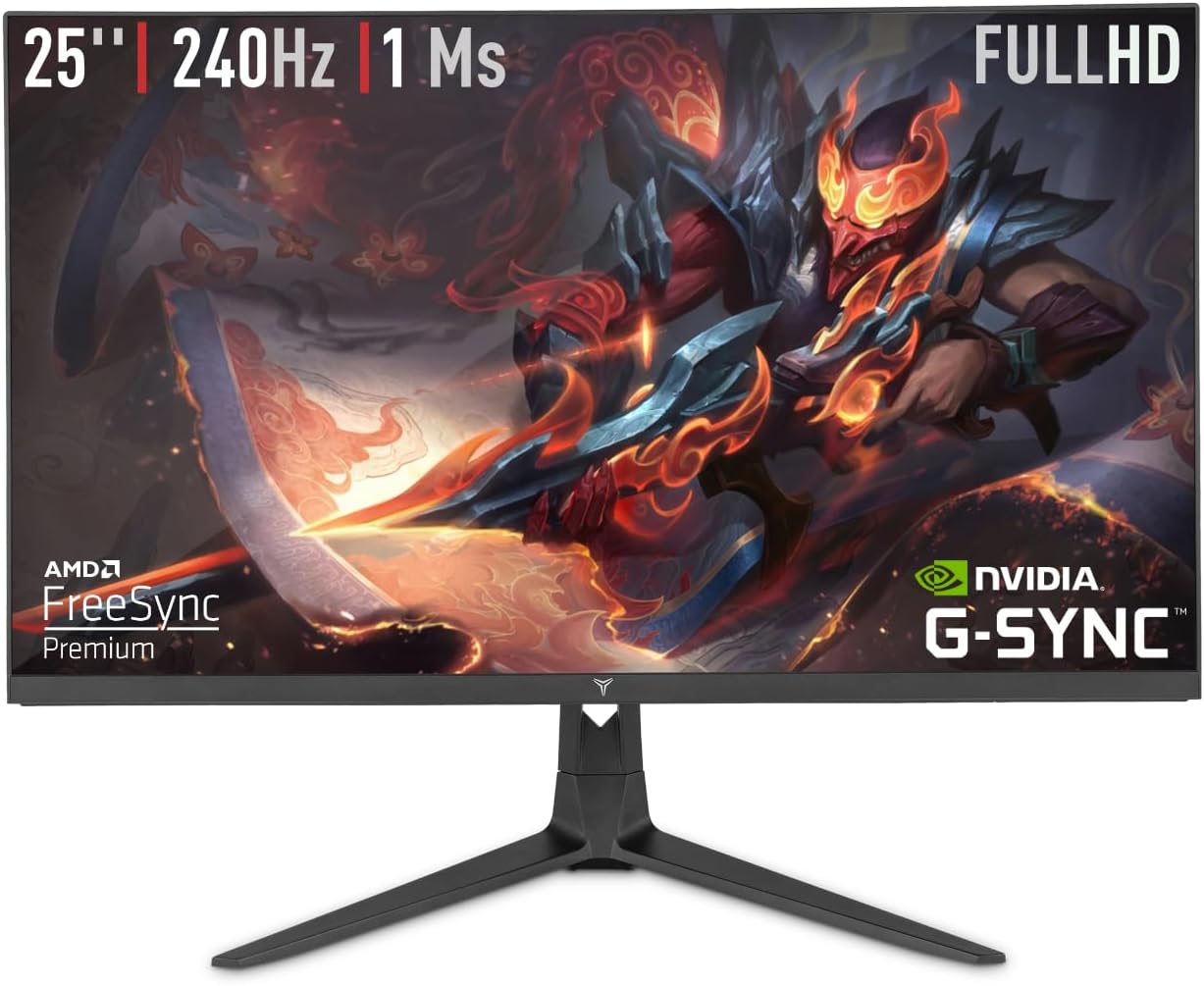 YEYIAN Avance 24 inch Gaming Monitor 240Hz, FHD 1080P Framless 25” PC Monitors 240Hz 1ms Flat VA Screen HDR 10, 2 HDMI & 1 DP Port