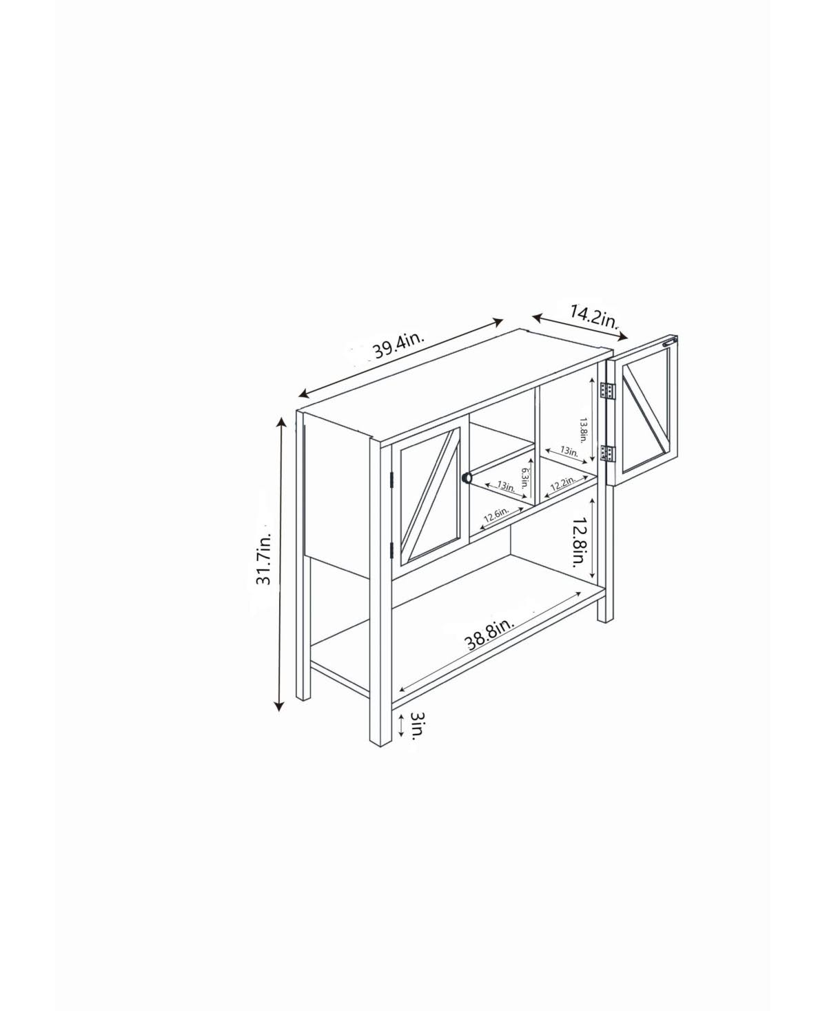 LuxenHome Wood Farmhouse Buffet Storage Cabinet