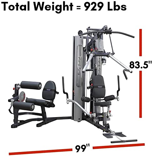 Body-Solid Multi-Station 210lbs Weights Stack Bi-Angular Gym Machine with Leg and Calf Press Attachment, Leg Strength Training Equipment