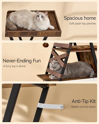 FourFurPets 72.4" Modern Cat Tower for Indoor Cats - Multi-Level Condo With Caves, Tall Tree With Scratching Board, Wooden Tower With Large Perch