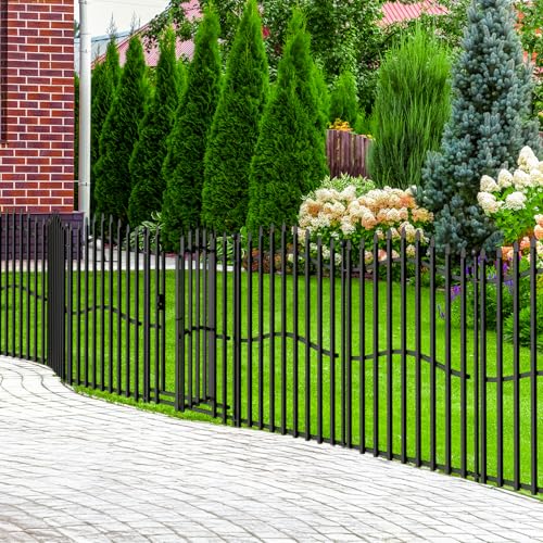 8 Panels Tall No Dig Garden Fence - 40in H x 18ft L, Reinforced Square Tube Rustproof Animal Barrier