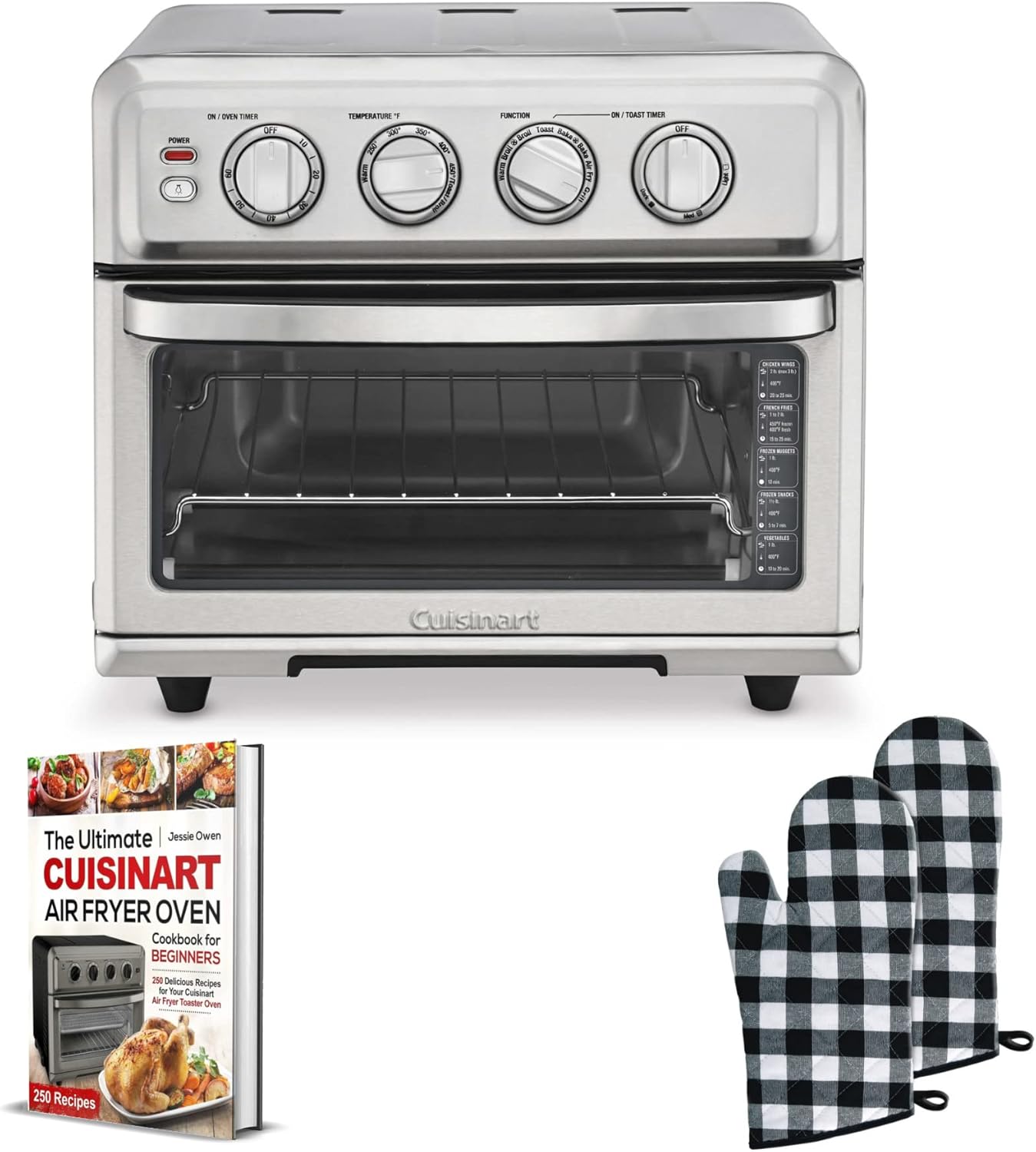 Cuisinart TOA-70 Air Fryer Toaster Oven with Grill (Stainless Steel) Bundle with Air Fryer Oven Cookbook and Oven Mitt (3 Items)