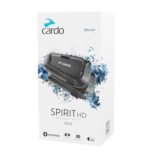 Cardo Spirit HD Motorcycle Bluetooth Communication Headset - Black, Single Pack