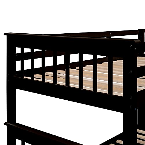 Ball & Cast Full Over Full Bunk Bed with Twin Size Trundle and Built in 4 Drawer,Wood Bunkbed w/Storage Ladder & Slat Support