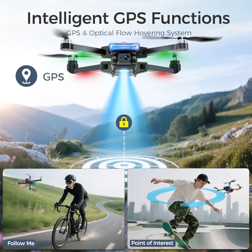 GPS Drones with 4K Camera for Adults with HD Screen on Controller and Follow Me Mode,Long Flight Time and Distance,Transmission and GPS Auto Return