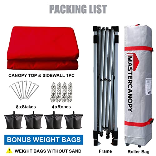 MASTERCANOPY Durable Pop-up Canopy Tent with 1 Sidewall (10'x10',White)