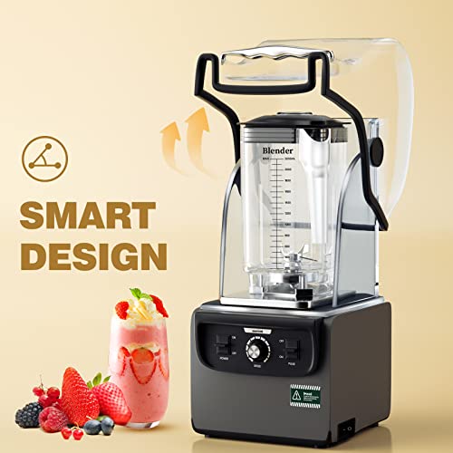 Wantjoin Professional Blender, Commercial Quiet blender Soundproof Blender 2200ml with Cover for Crushing Ice,Smoothie,Puree